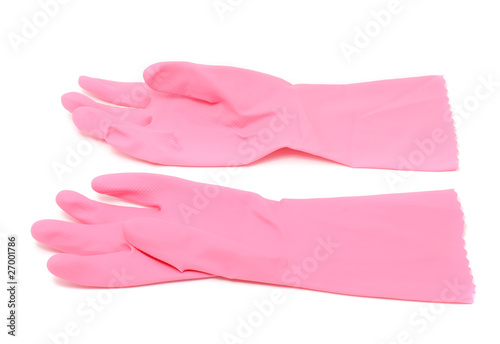 Household Rubber Gloves Isolated on White Background