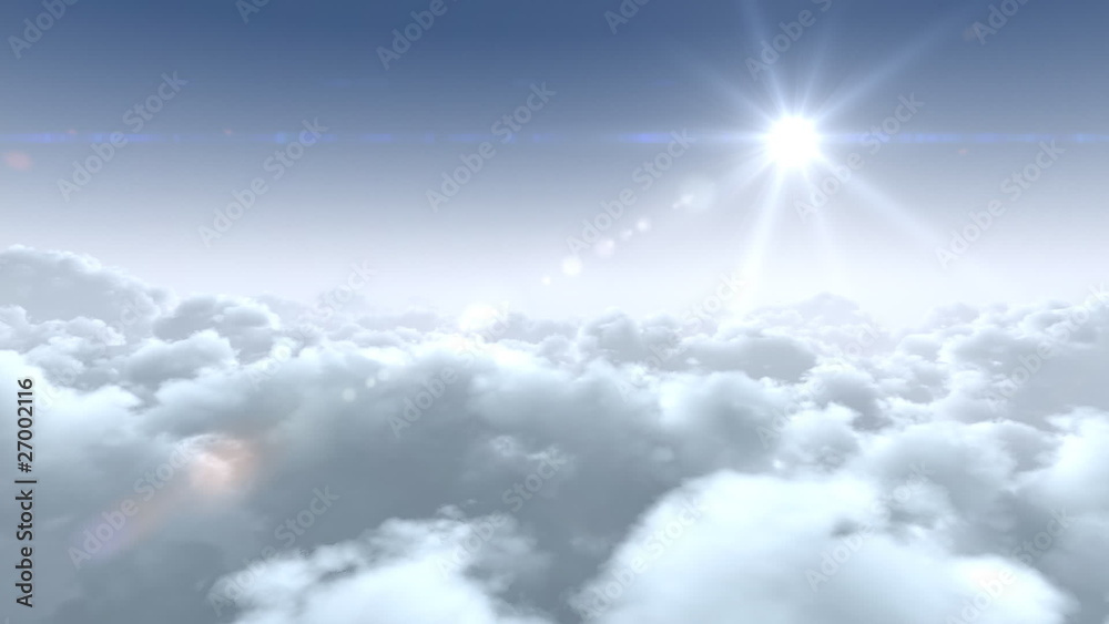 flight over clouds, loop-able cg animation, hd