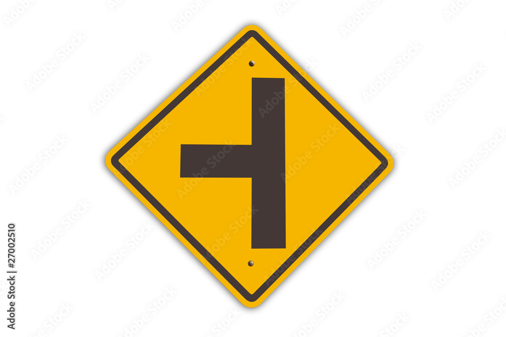 three intersection warning sign three intersection warning sign
