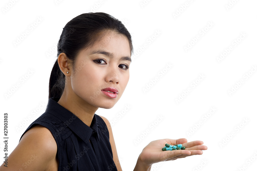 woman with pills