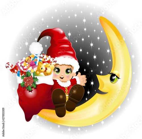 Babbo Natale sulla Luna-Santa Claus on The Moon-Vector