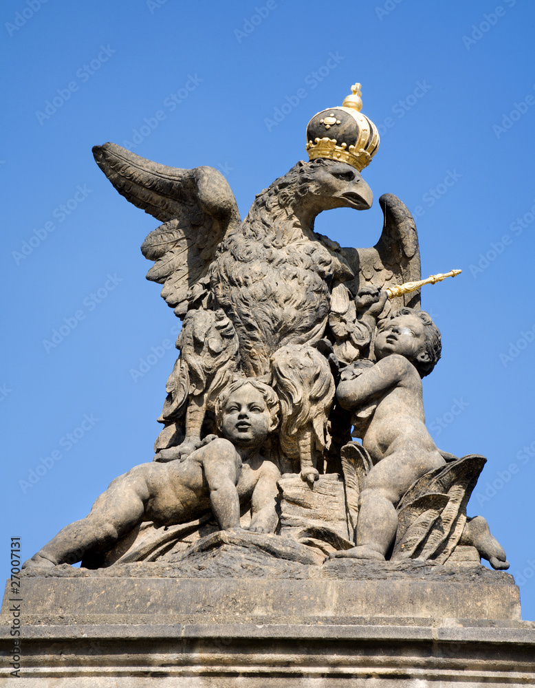 prague - statue on the portal from castle - eagle