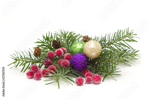 decorative branch with christmas balls