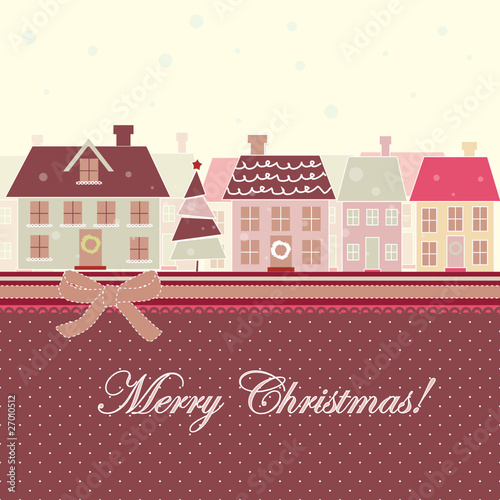 Christmas card with houses