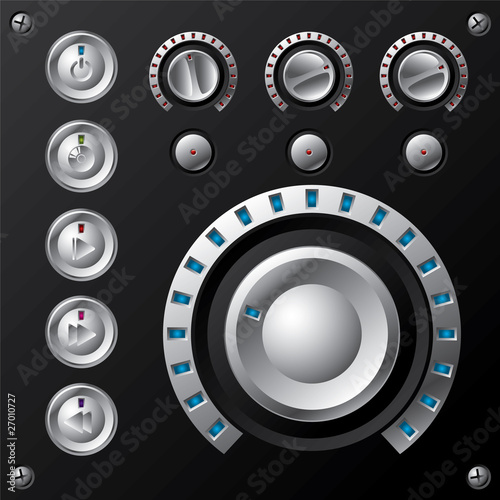 Blue led volume meter with multimedia buttons