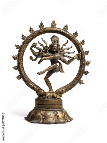 Statue of indian hindu god dancing Shiva Nataraja. isolated on w