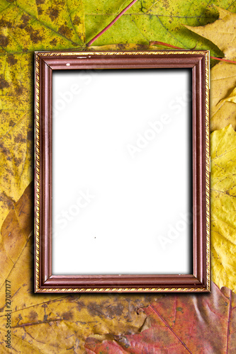 rusty wooden frame on autumn background