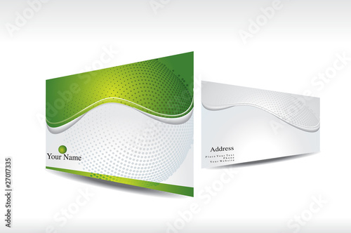 abstract green business card with 3d presentation