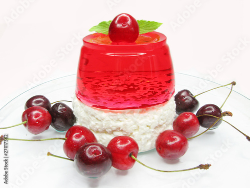 cherry dessert with pudding and jelly