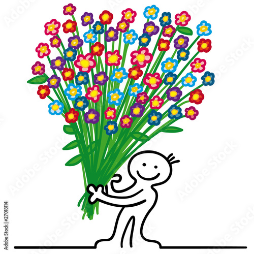 figur mit blumenstrauss