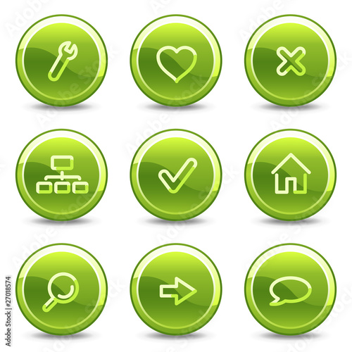 Basic web icons, green circle glossy buttons