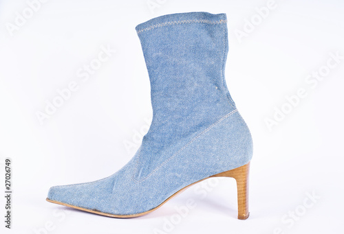 Blue jeans ladies shoes isolated on white