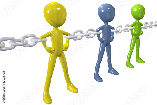 Diverse people unite in strong chain link group