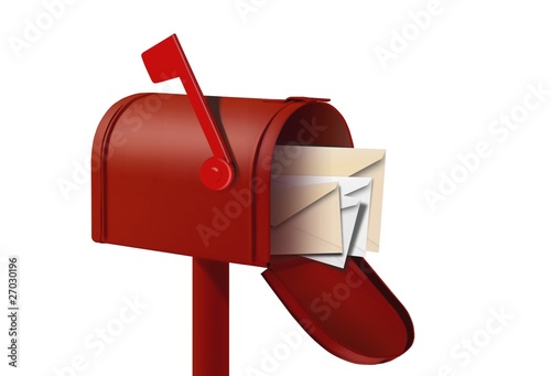 red mail box and envalopes photo