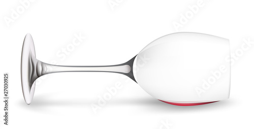 Empty wine glass laying. Vector illustration.