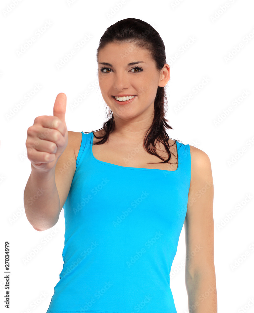Junge Frau mit positiver Gestik Junge Frau mit positiver Gestik