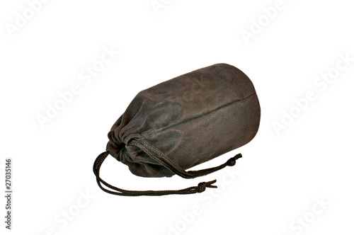 Black corduroy bag for lens photocamera