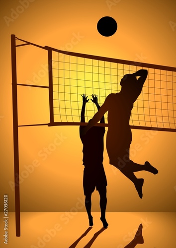 Silhouette illustration of people playing volley ball