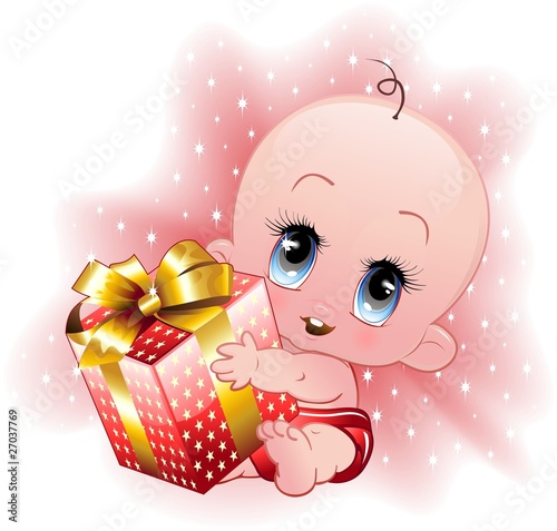 Bambino Regalo di Natale-Baby Christmas Gift-Vector