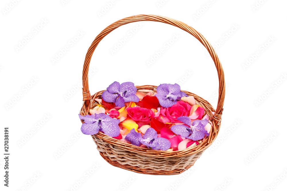 beautiful petals in the basket