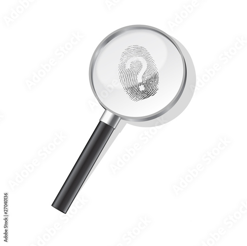 Detectives magnifier with question sign fingerprint vector