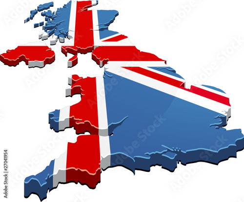 Map of the UK flag 3D