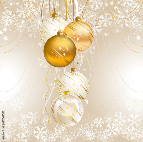light Christmas backdrop with five balls