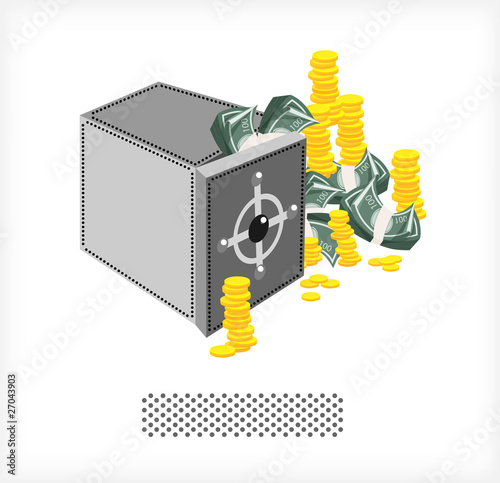 Safe with money and coins A