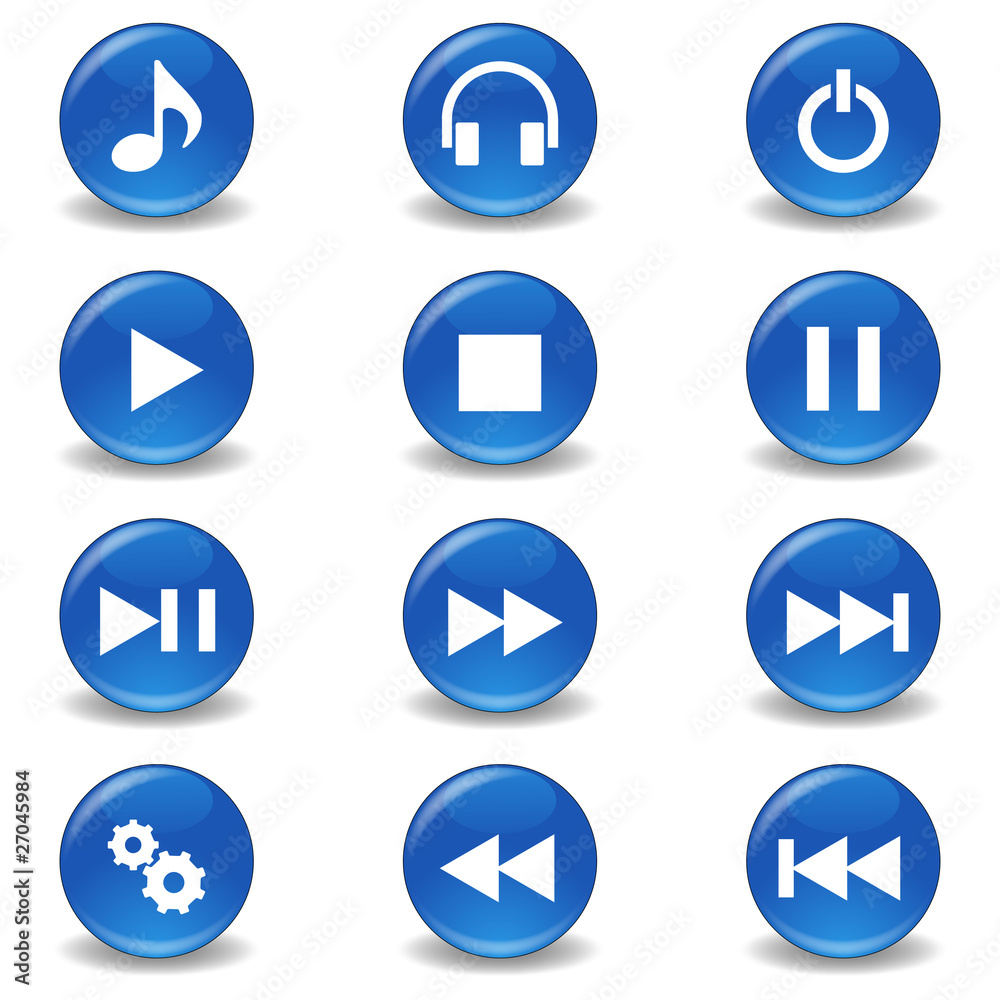 Iconos reproductor de musica multimedia Stock Vector