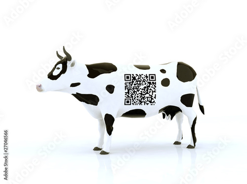 mucca con codice a barre qr