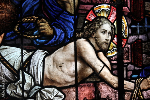 La passion du Christ dans vitrail de l'église Santa Teresa à La Havane photo