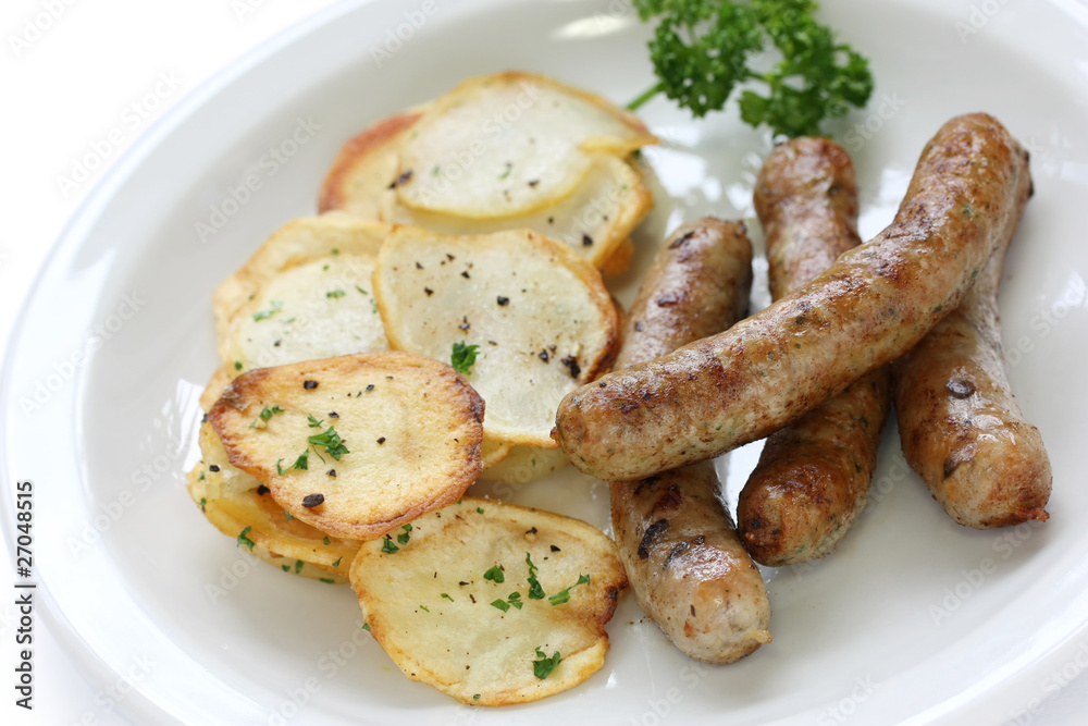 sausages and sauteed potatoes