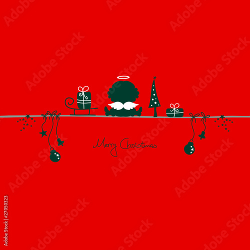 Christmas Card Angel Red