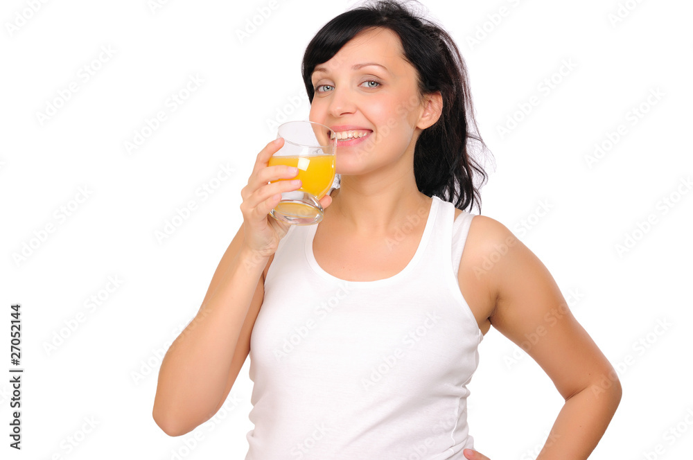 Young pregnant woman drinking orange Young pregnant woman drinking orange