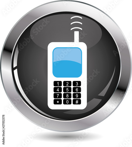 White phone on black web button