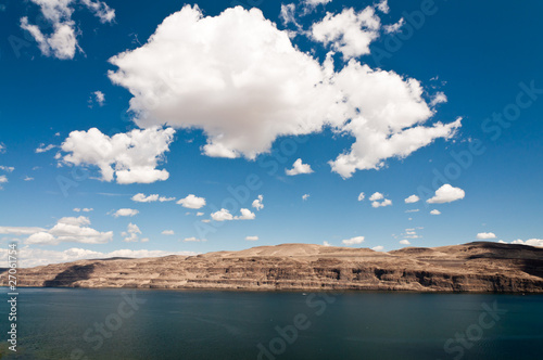 White clouds over Columbia River photo