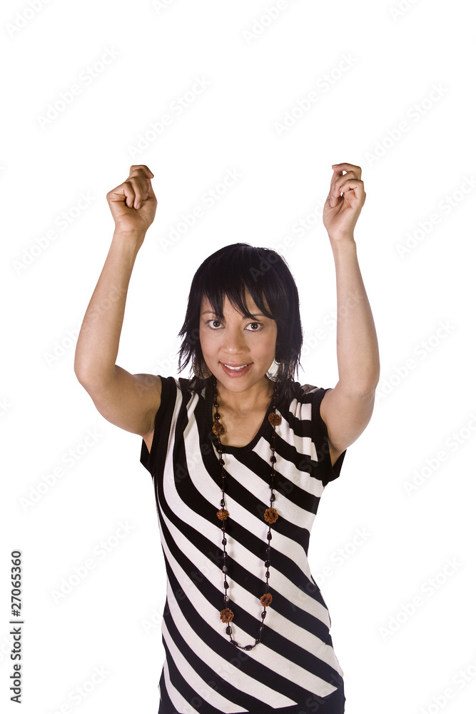 Beautiful Asian Hispanic Girl with her Hands Up Beautiful Asian Hispanic Girl with her Hands Up