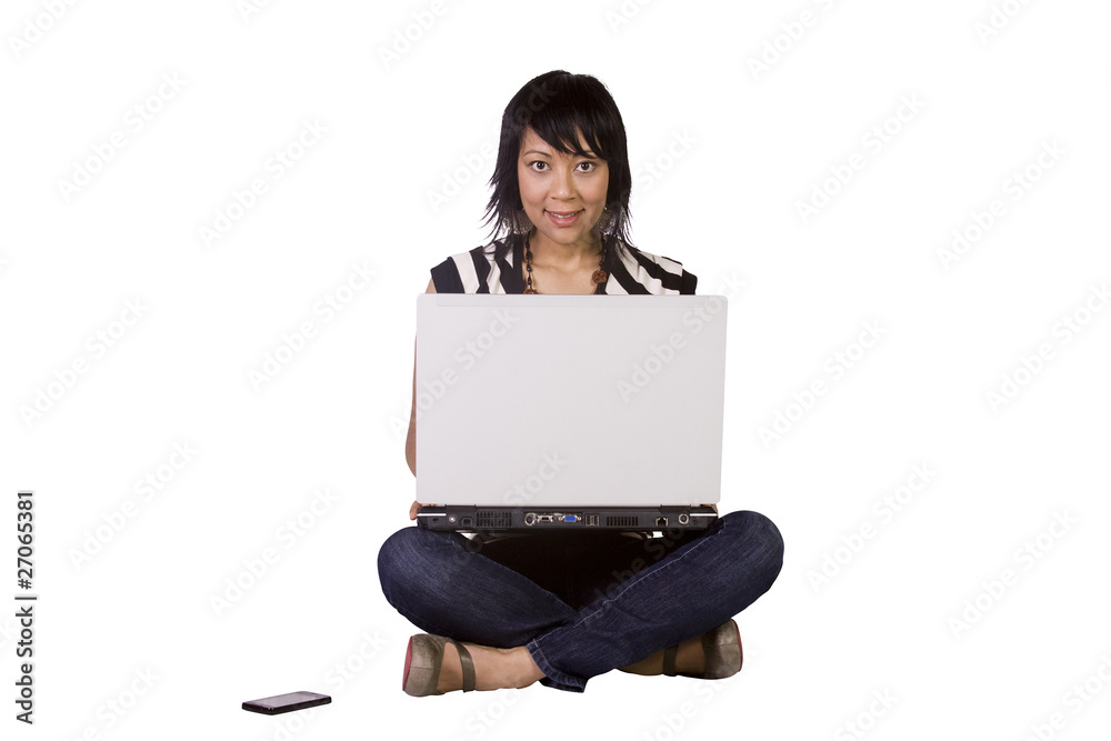 Beautiful Girl Working on Her Laptop Beautiful Girl Working on Her Laptop