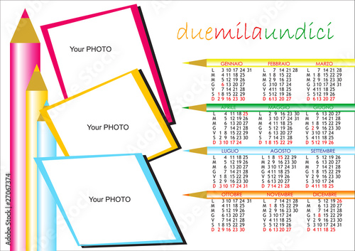 Calendario 2011 con matite e foto