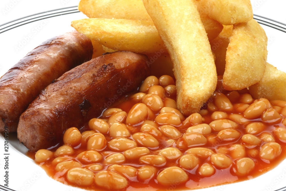 Sausage Chips And Baked Beans Stock Photo Adobe Stock sausage-chips-and-baked-beans-stock-photo-adobe-stock