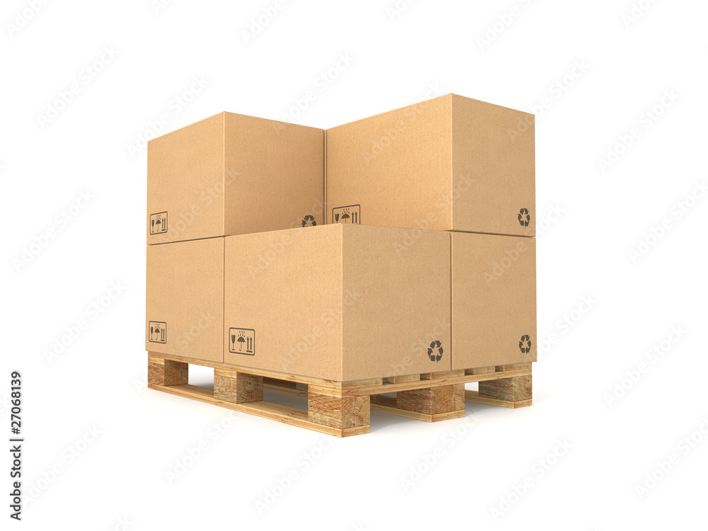 Fototapeta premium Pallet with cardboard boxes