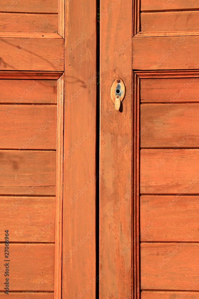 The orange wood door.