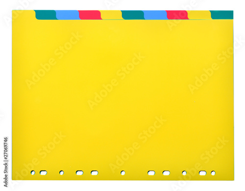 Horizontal colorful plastic index sheet on white background