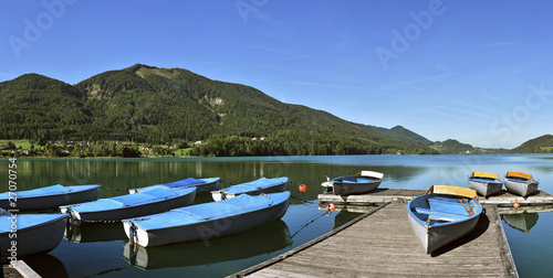 Lake boats hills