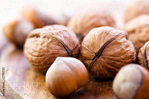 Closeup of Walnuts and Hazelnuts