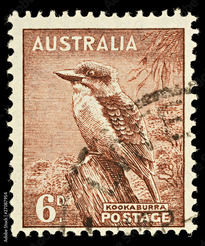 Australian Postage Stamp showing Kookaburra, circa 1937