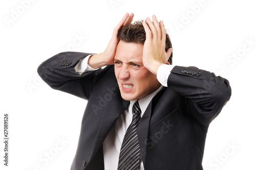 Businessman with severe headache