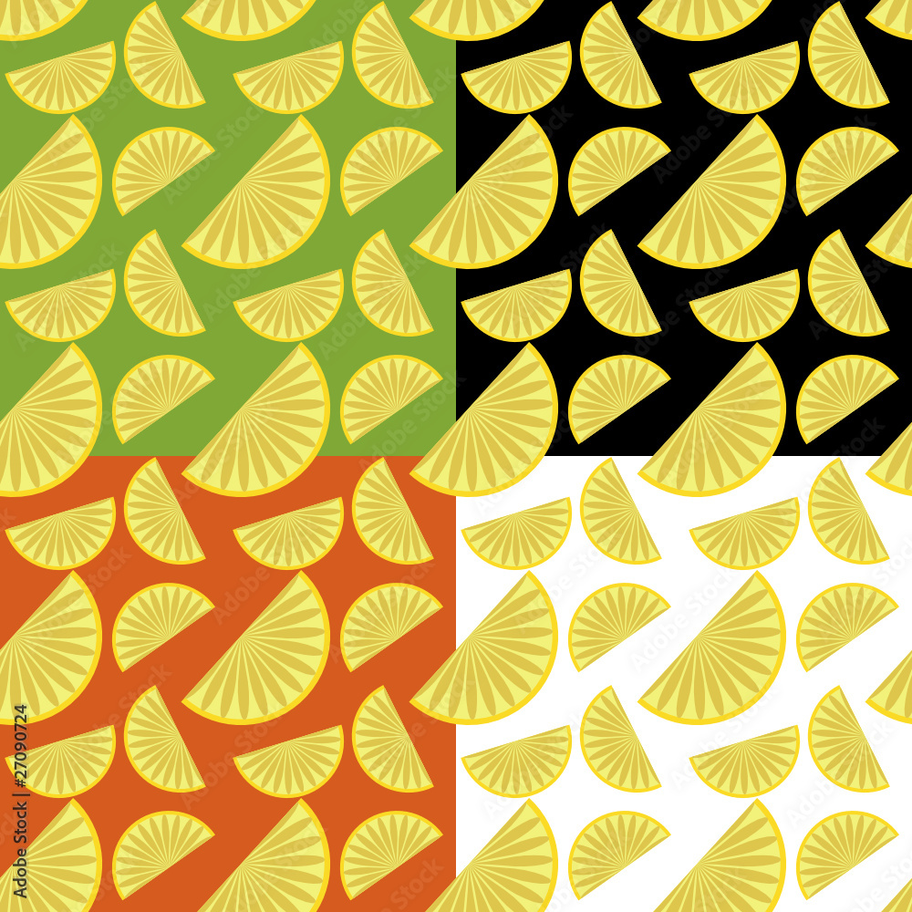 four seamless backgrounds with lemons