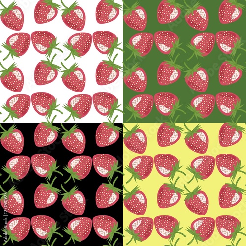 four seamless background with strawberry