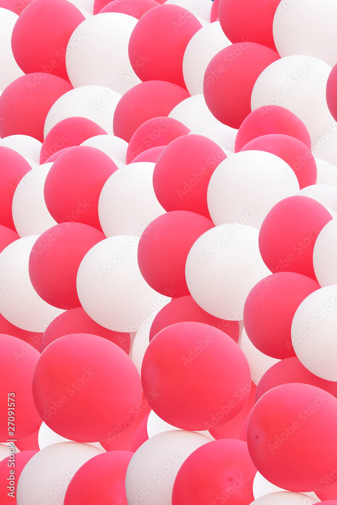 cloud of beautiful pink and white balloons